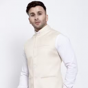 Cream Khadi Linen Fancy Men Ethnic Suits
